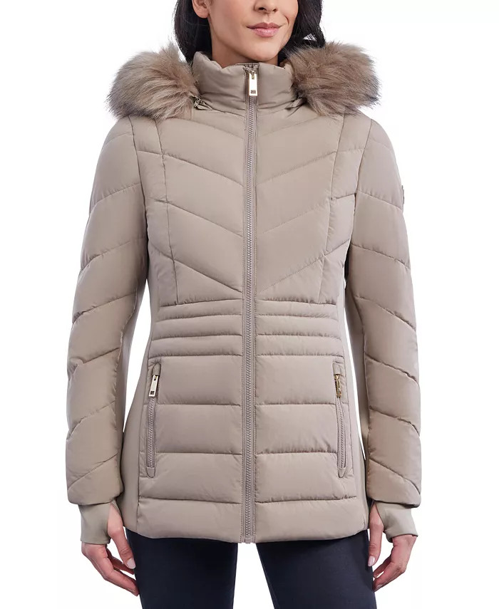 Women's Faux-Fur-Trim Hooded Puffer Coat, Created for Macy's | Macys (US)