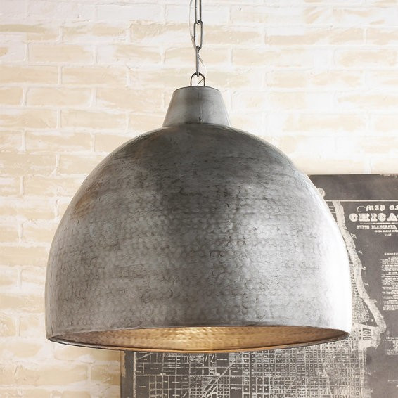 Hammered Steel Oversized Dome Pendant | Shades of Light