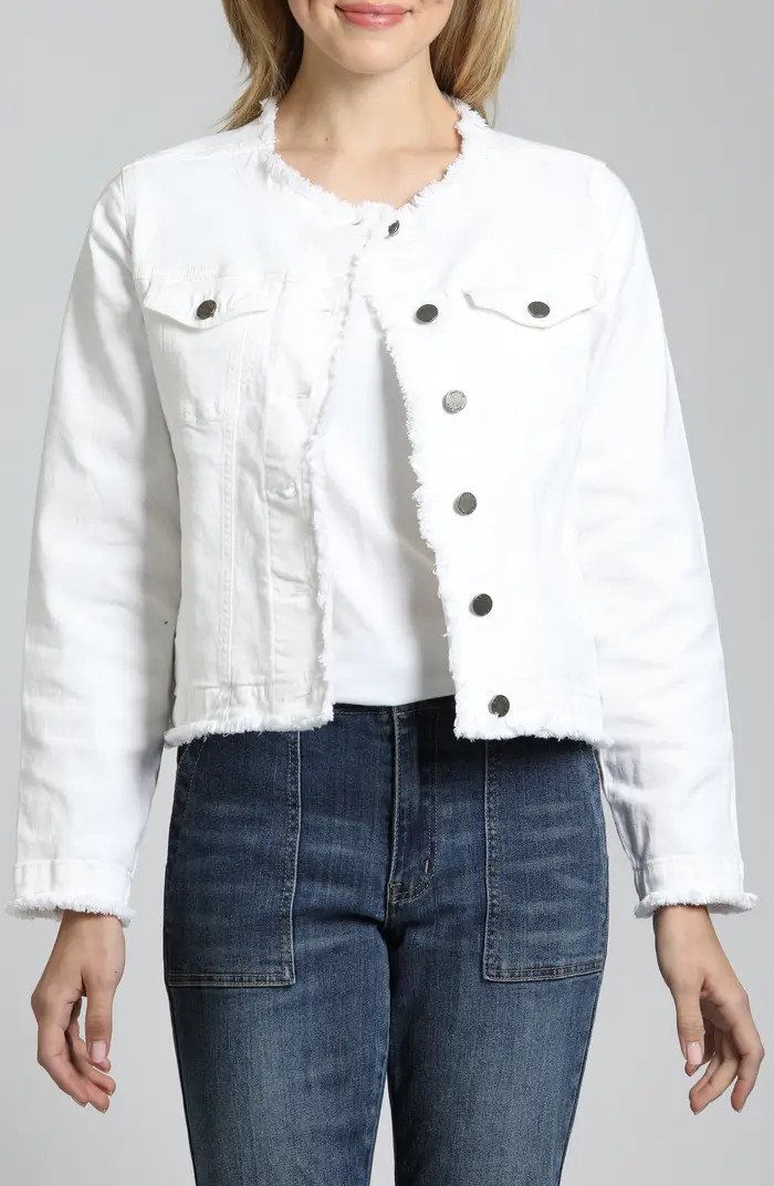 Frayed Collarless Denim Jacket | Nordstrom