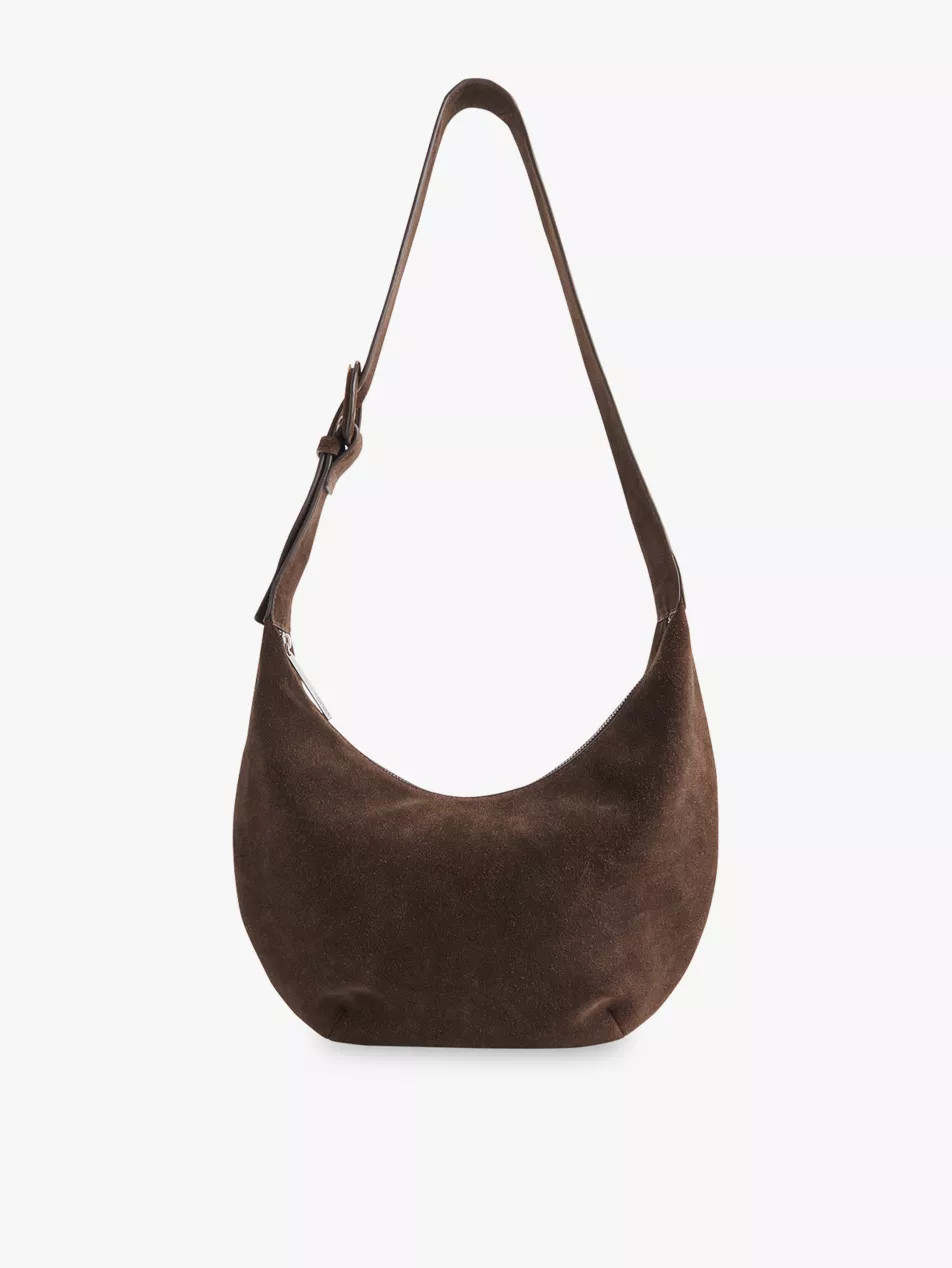 Sia curved suede cross-body bag | Selfridges