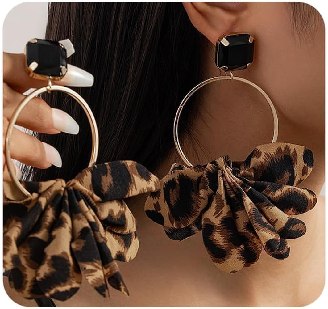 Chunky Leopard Dangle Drop Earrings for Women Statement Leopard Print 80/90s Earrings Exaggeratio... | Amazon (US)