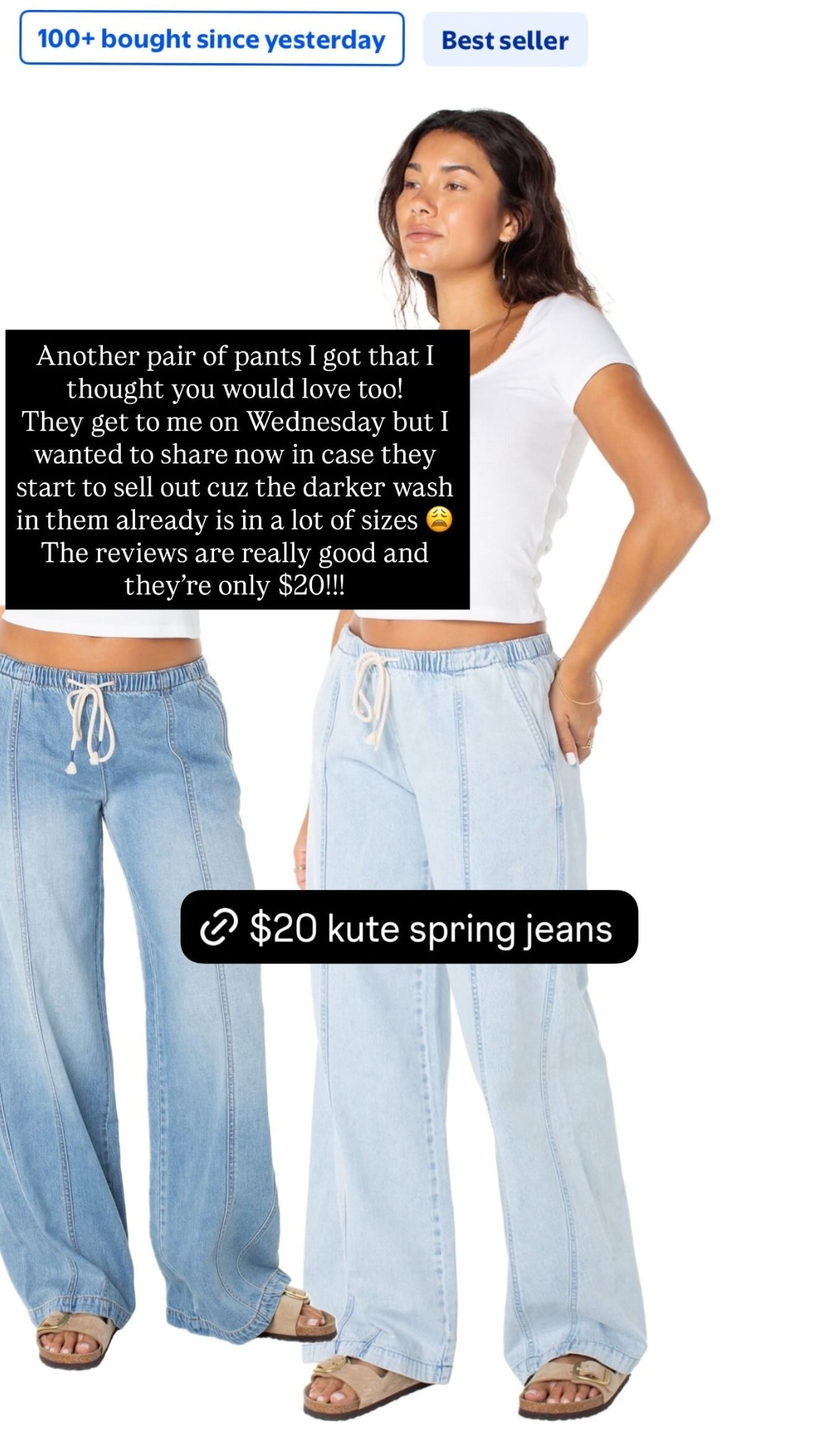 Another pair of pants I got that I thought you would love too!
They get to me on Wednesday but I wanted to share now in case they start to sell out cuz the darker wash in them already is in a lot of sizes 😩 The reviews are really good and they’re only $20!!!