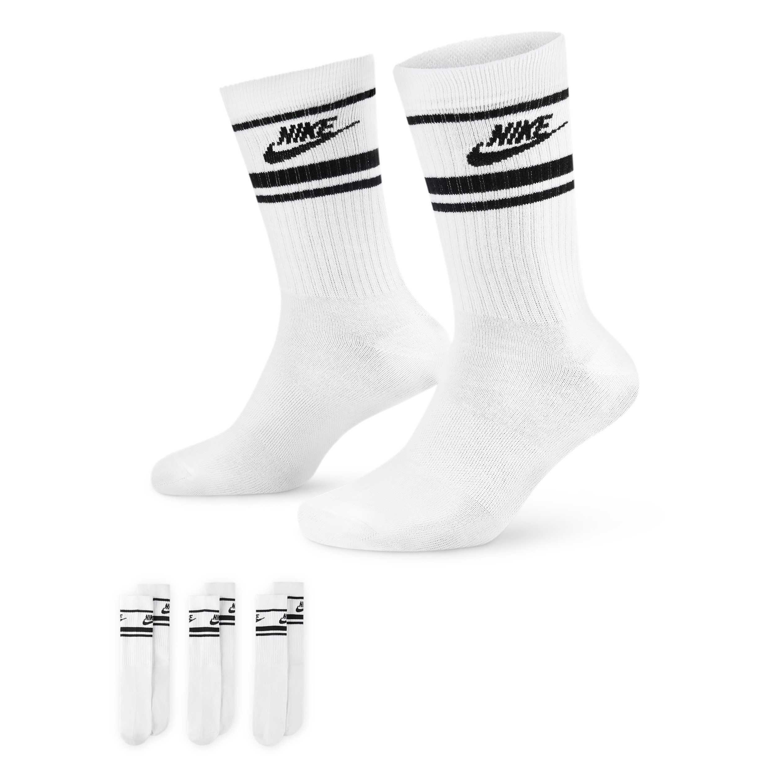 Unisex Nike Sportswear Dri-FIT Everyday Essential Crew Socks (3 Pairs) in White, Size: XL | DX5089-103 | Nike (US)