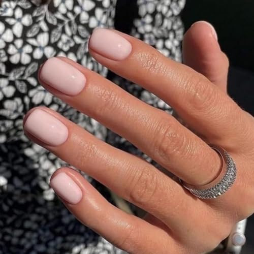 48pcs Nude Press-on Nails, Glue-on Nails - Short, Square, Extra Short, Acrylic, Natural, Handsmade Thick False Nails for Women | Amazon (US)