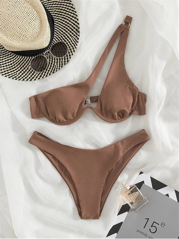 LSCZSLYH Sexy Bikinis Swimsuits Cut Out Women Swimwear Biquini High Cut Bathing Suits Push Up Bea... | Amazon (US)
