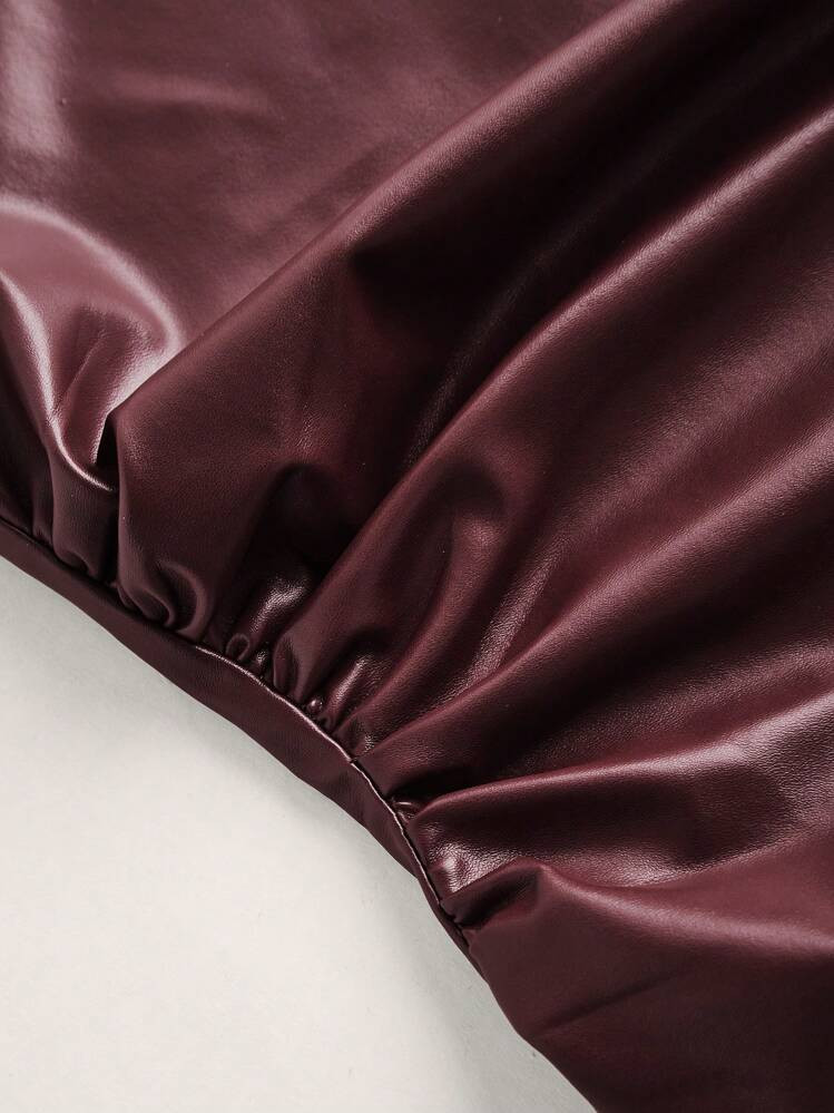 Siren Gaze Women's Leather Top Casual Fashion 90s Street Shooting Spring Autumn Solid Color Pleat... | SHEIN