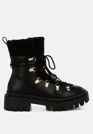 Womens Omul Fleece & Faux Leather Boots | Macy's