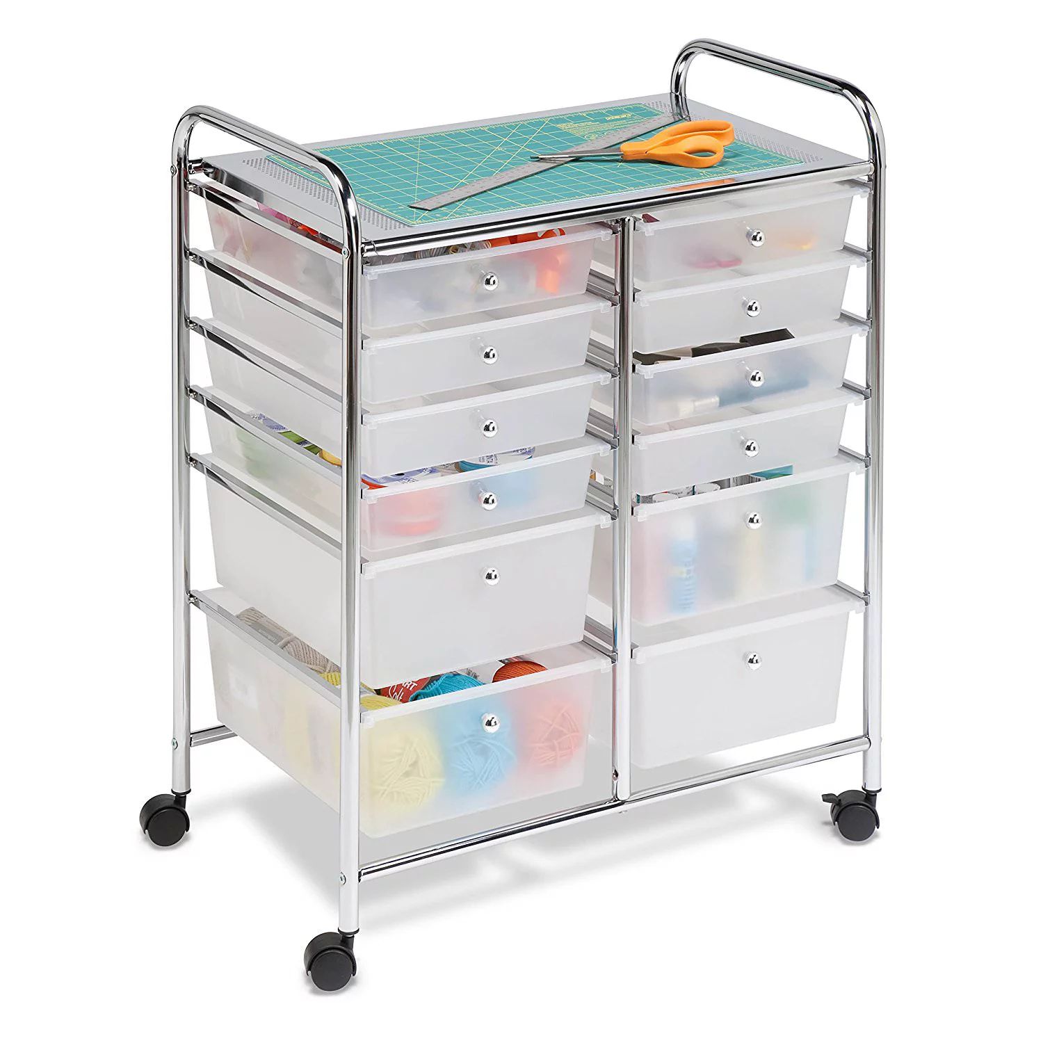 Honey-Can-Do Rolling Storage Cart and Organizer with 12 Plastic Drawers - Walmart.com | Walmart (US)