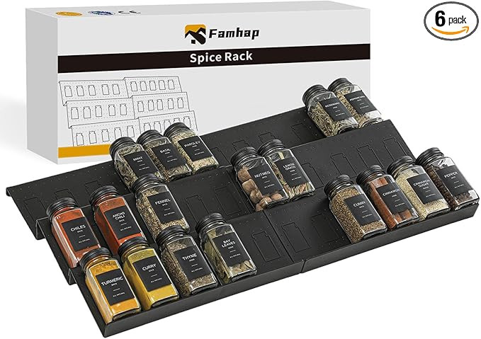 Famhap Spice Drawer Organizer, 6 Pack Drawer Seasoning Organizer Expandable from 11.6" to 23.2" S... | Amazon (US)