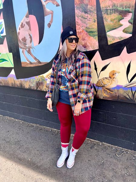 ✨SIZING•PRODUCT INFO✨
⏺ Def Leppard Band Tee •• Men’s XL @walmart 
⏺ Black Sunglasses @walmart 
⏺ Cranberry Red Leggings •• XL •• TTS @walmartfashion 
⏺ Hooded Flannel Shirt •• Men’s large @walmart 
⏺ Red Frilly Crew Socks •• linked similar 
⏺ @converse high tops •• linked similar 
⏺ Dope Beanie •• linked similar 
⏺ Dark Denim Hobo Bag @walmartfashion 

#walmart #walmartfashion #walmartstyle walmart finds, walmart outfit, walmart look  #spring #springstyle #springoutfit #springoutfitidea #springoutfitinspo #springoutfitinspiration #springlook #springfashion #springtops #springshirts #springsweater #converse #shoes #sneakers #hightops #high #tops #hitops #converseshoes #conversesneakers #conversehightops #chucks #chuck #converseoutfit #converseoutfitidea #outfit #inspo #converseinspo #conversestyle #stylingconverse #sneakerstyle #sneakerfashion #sneakeroutfit #sneakerinspo #ltkshoes #conversefashion #sneakersfashion #street #style #high #street #streetstyle #highstreet  #sneakersfashion #sneakerfashion #sneakersoutfit #tennis #shoes #tennisshoes #sneakerslook #sneakeroutfit #sneakerlook #sneakerslook #sneakersstyle #sneakerstyle #sneaker #sneakers #outfit #inspo #sneakersinspo #sneakerinspo #sneakerinspiration #sneakersinspiration #graphic #tee #graphictee #graphicteeoutfit #tshirt #graphictshirt #t-shirt #band #bandtee #graphicteelook #graphicteestyle #graphicteefashion #graphicteeoutfitinspo #graphicteeoutfitinspiration #leggings #style #inspo #fashion #leggingslook #leggingsoutfit #leggingstyle #leggingsoutfitidea #leggingsfashion #leggingsinspo #leggingsoutfitinspo
#under10 #under20 #under30 #under40 #under50 #under60 #under75 #under100 #edgy #style #fashion #edgystyle #edgyfashion #edgylook #edgyoutfit #edgyoutfitinspo #edgyoutfitinspiration #edgystylelook 
#affordable #budget #inexpensive #size14 #size16 #size12 #medium #large #extralarge #xl #curvy #midsize #pear #pearshape #pearshaped
budget fashion, affordable fashion, budget style, affordable style, curvy style, curvy fashion, midsize style, midsize fashion


#LTKmidsize #LTKfindsunder100 #LTKfindsunder50