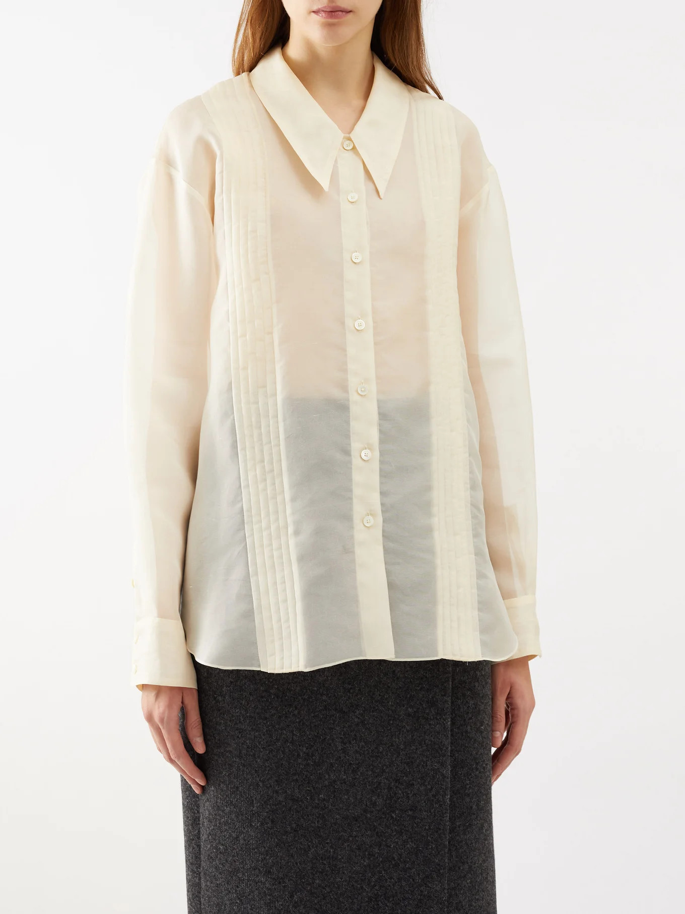 Nori pleated silk shirt | Khaite | Matches (UK)