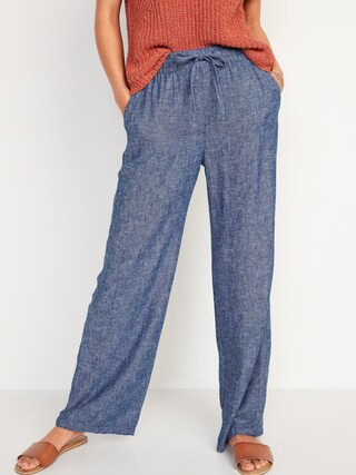 High-Waisted Wide-Leg Linen-Blend Pants for Women | Old Navy (US)