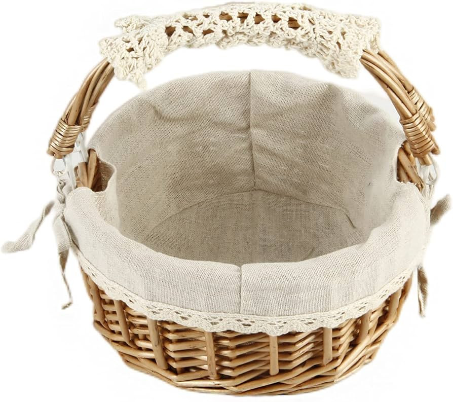Wicker Basket with Handles, Woven Willow Storage Basket for Picnic,Decoration,Gift,Wedding (Beige... | Amazon (US)