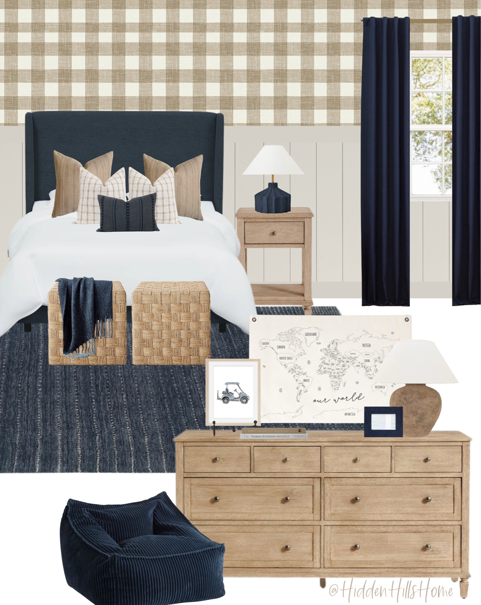 Boys bedroom decor, kids bedroom mood board, masculine boys room decor ideas, blue and tan boys bedroom design #boysroom 

#LTKkids #LTKhome #LTKCyberWeek