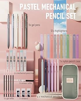 Nicpro 39 PCS Aesthetic School Supplies with Big Capacity Pen Case, 12 Colors Chisel Tip Cute Hig... | Amazon (UK)