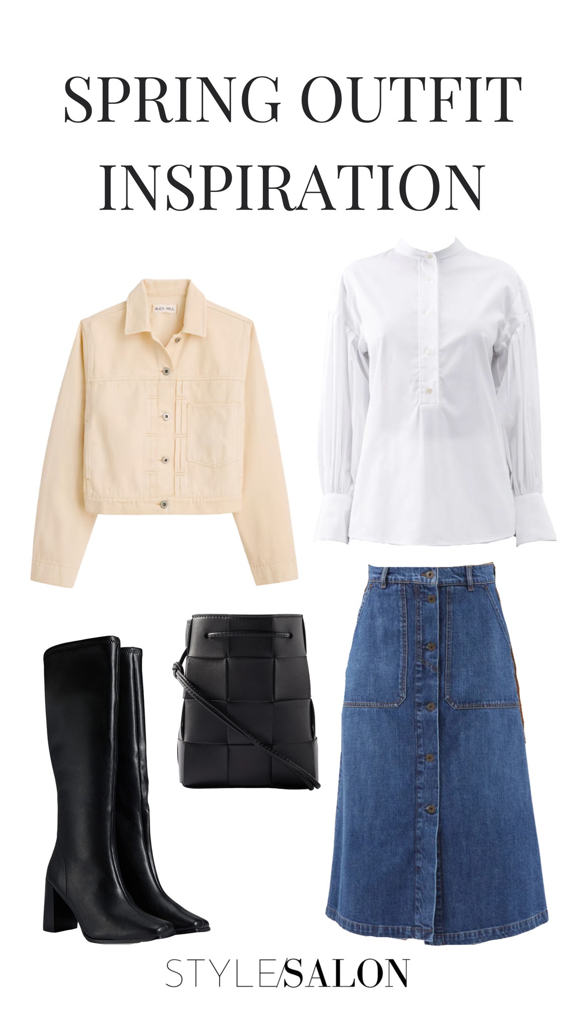 GOOP- Alex Mill- denim jacket- Max Mara Donare- denim skirt- denim skirt outfit inspo- Noir Kei Ninomiya- white blouse- poplin shirt- Zappos- black boots- tall boots- bottega veneta- black leather bag- bucket bag- outfit inspo- outfit ideas- 

#LTKFind #LTKstyletip #LTKSeasonal