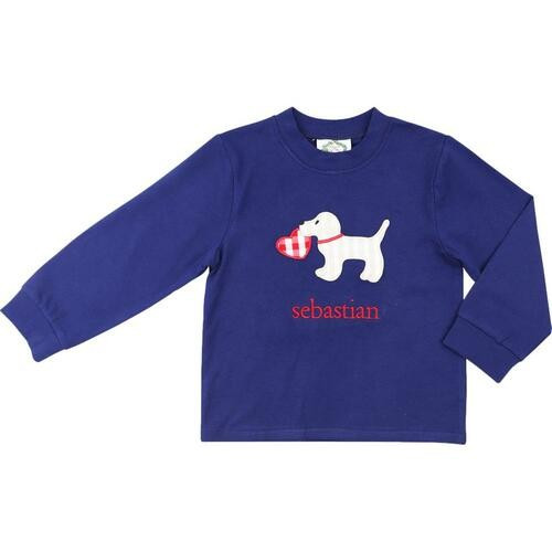 Navy Dog And Valentine Shirt | Cecil and Lou