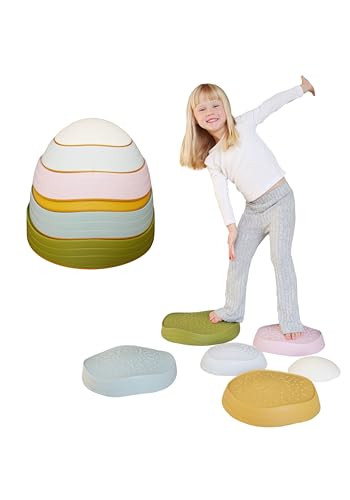 Marlowe & Co Balance Stepping Stones for Kids, 6 Piece Non-Slip Sensory Stones for Promoting Balance and Coordination Skills, Play Equipment Toy, for 2 3 4 5 6 7 8 Year Old | Amazon (US)