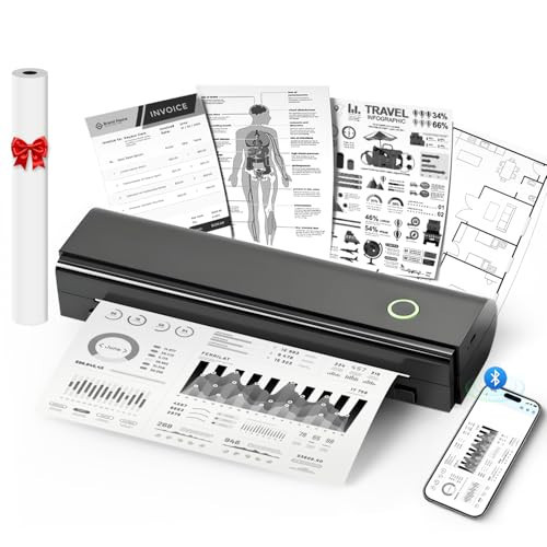 NDYIN Portable Printers Wireless for Travel, N80 Wireless Thermal Printer Bluetooth Inkless Printer Support 8.5" X 11" US Letter & A4, Compatible with iOS, Android, Laptop | Amazon (US)