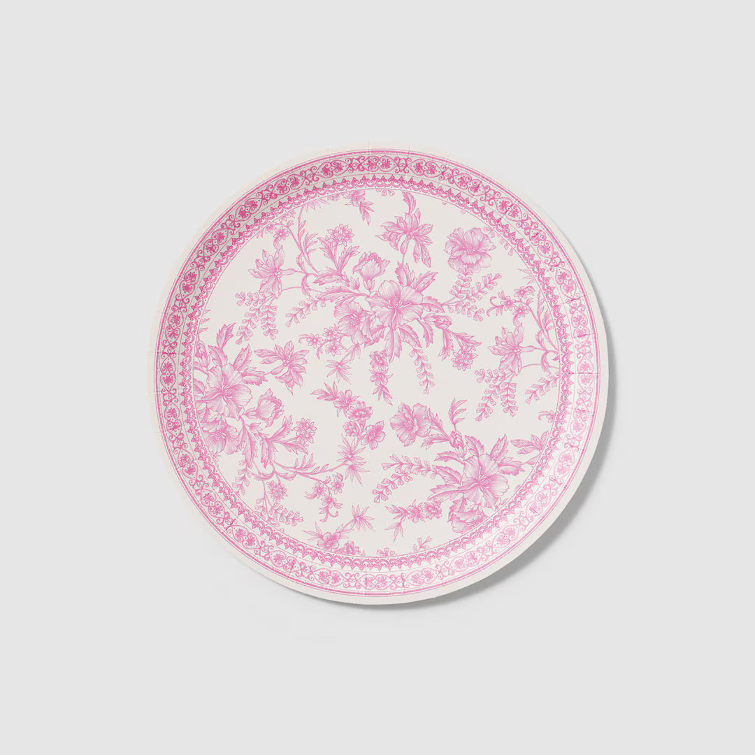 Pink Toile Large Plates 10 per Pack - Etsy | Etsy (US)