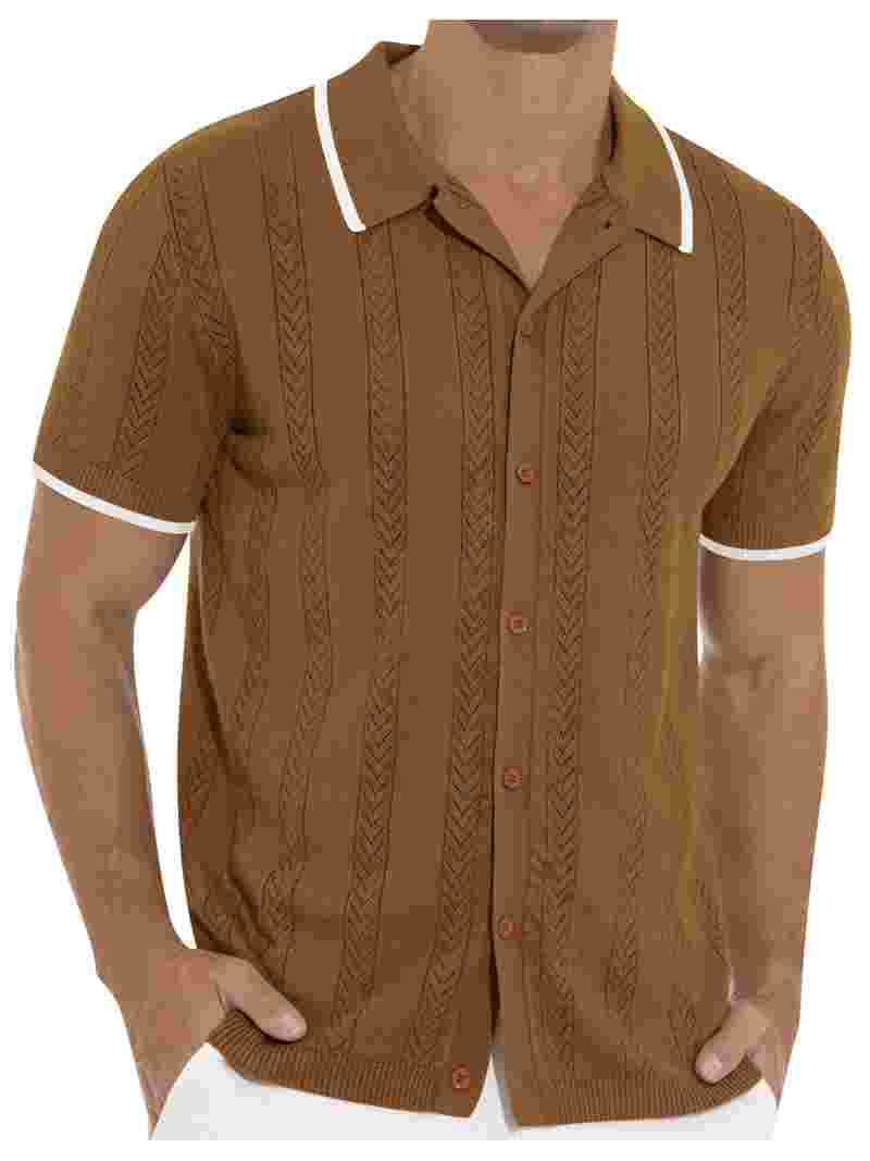 Iceglad Men's Casual Button Down Shirt Short Sleeve Vintage Clothes Knit Polo Shirts Summer Beach... | Walmart (US)