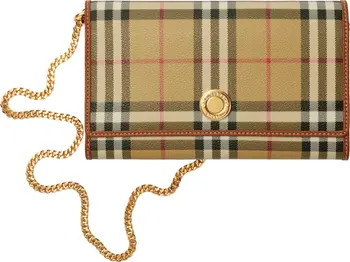 Hannah Check Coated Canvas Wallet on a Chain | Nordstrom