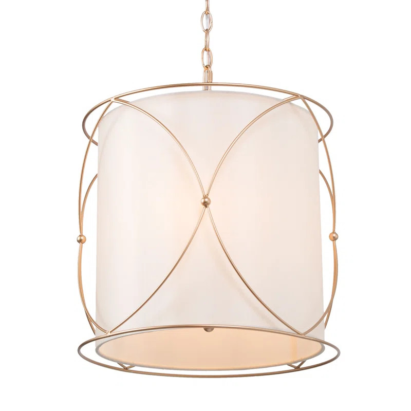 Miloh Modern 3-Light  Champagne Gold Island Pendant Light With Fabric Shade | Wayfair North America