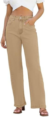 Womens Jeans High Waisted Straight Leg Loose Stretchy Lightweight Tummy Control Trendy Jeans for ... | Amazon (US)