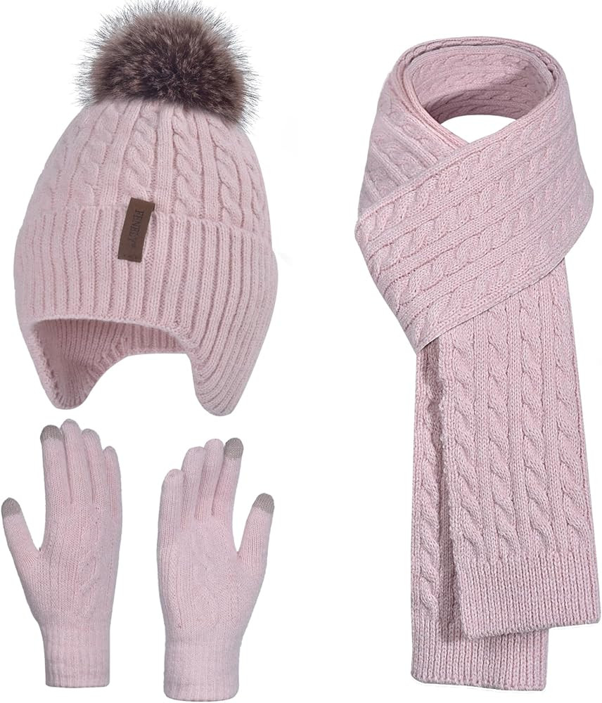 Kids Winter Hat Gloves Scarf Set for 2-14 Years Old Warm Fleece Lining | Amazon (US)