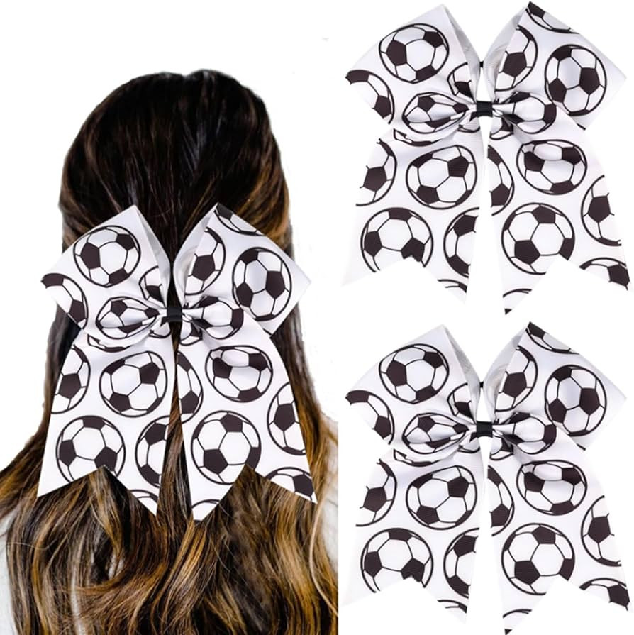 Totelux Soccer Cheer Bows Hair Ties Ponytail Holder Large Bow Hair Ropes Cheerleading Bows Elasti... | Amazon (US)