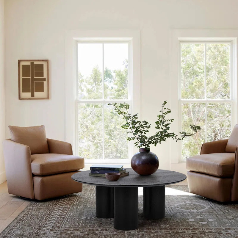 40" Drum   With 3 Legs Pedestal Round Coffee Table | Wayfair North America