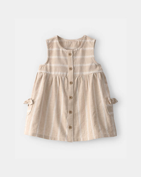 Baby Girl Stripe Sleeveless Dress - Khaki/Ivory | Carter's Inc