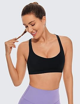 CRZ YOGA Women's Low Impact Strappy Sports Bra - Low Cut Wirefree Padded Yoga Bra Criss Cross Bac... | Amazon (US)