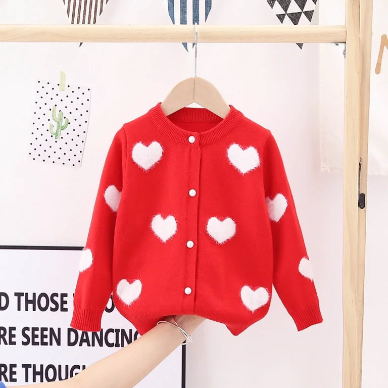 Odeerbi Toddler Girls Thermal Cardigan Sweater Fashion Casual Long Sleeve Winter Warm Knit Sweate... | Walmart (US)