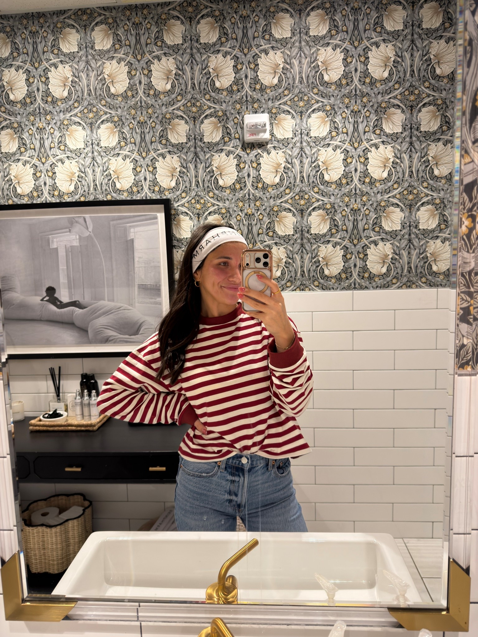 Fall outfit stripped shirt jeans use code BBXLOLA @beginningboutique 