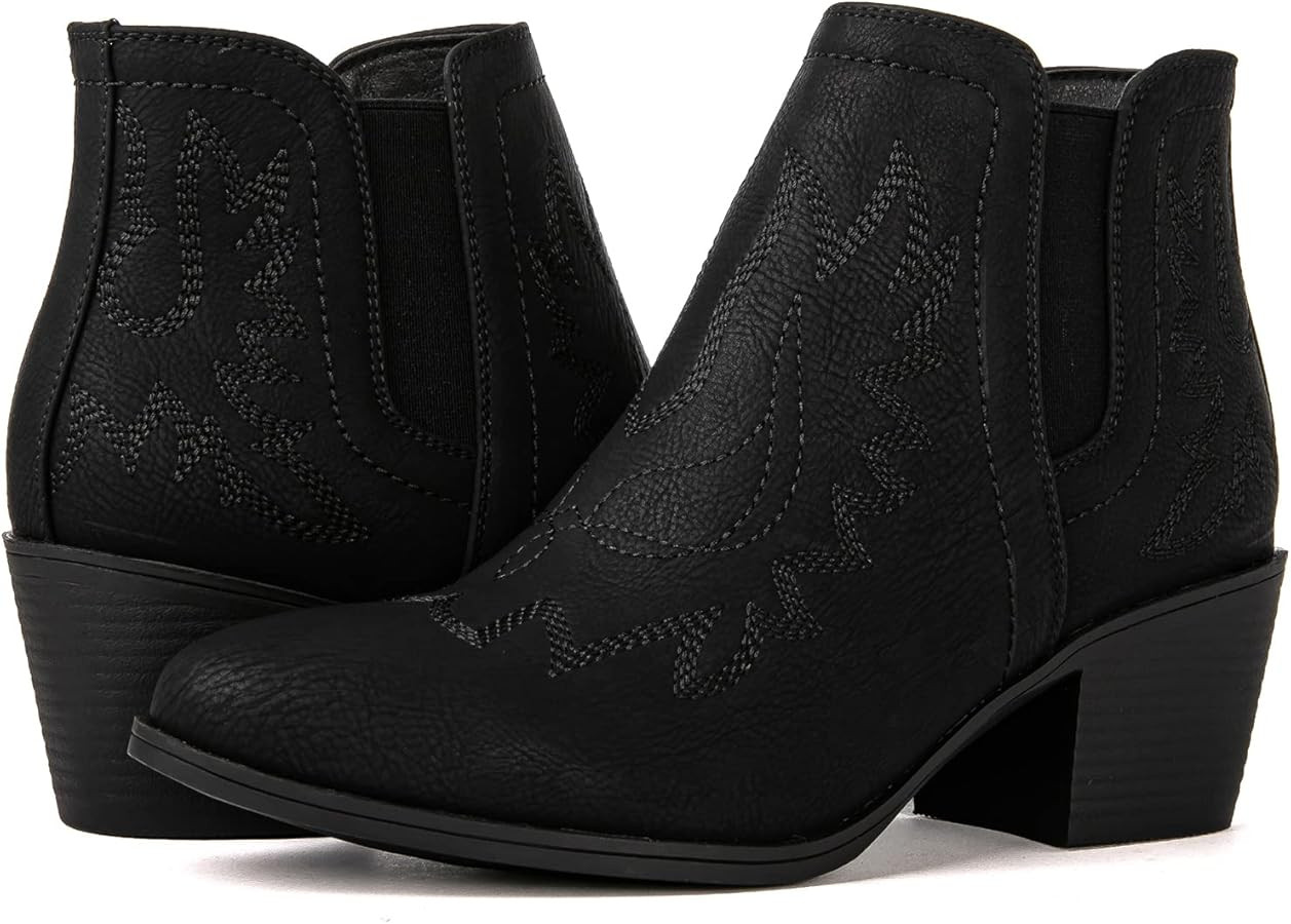 GLOBALWIN Women's Pull On Ankle Boots The Western Cowboy Cowgirl Boots | Amazon (US)