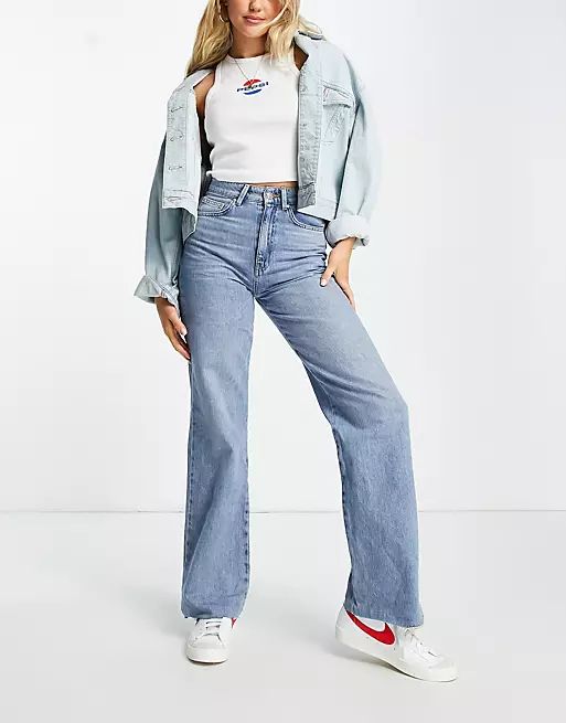 Stradivarius 90s dad jeans in vintage blue | ASOS (Global)