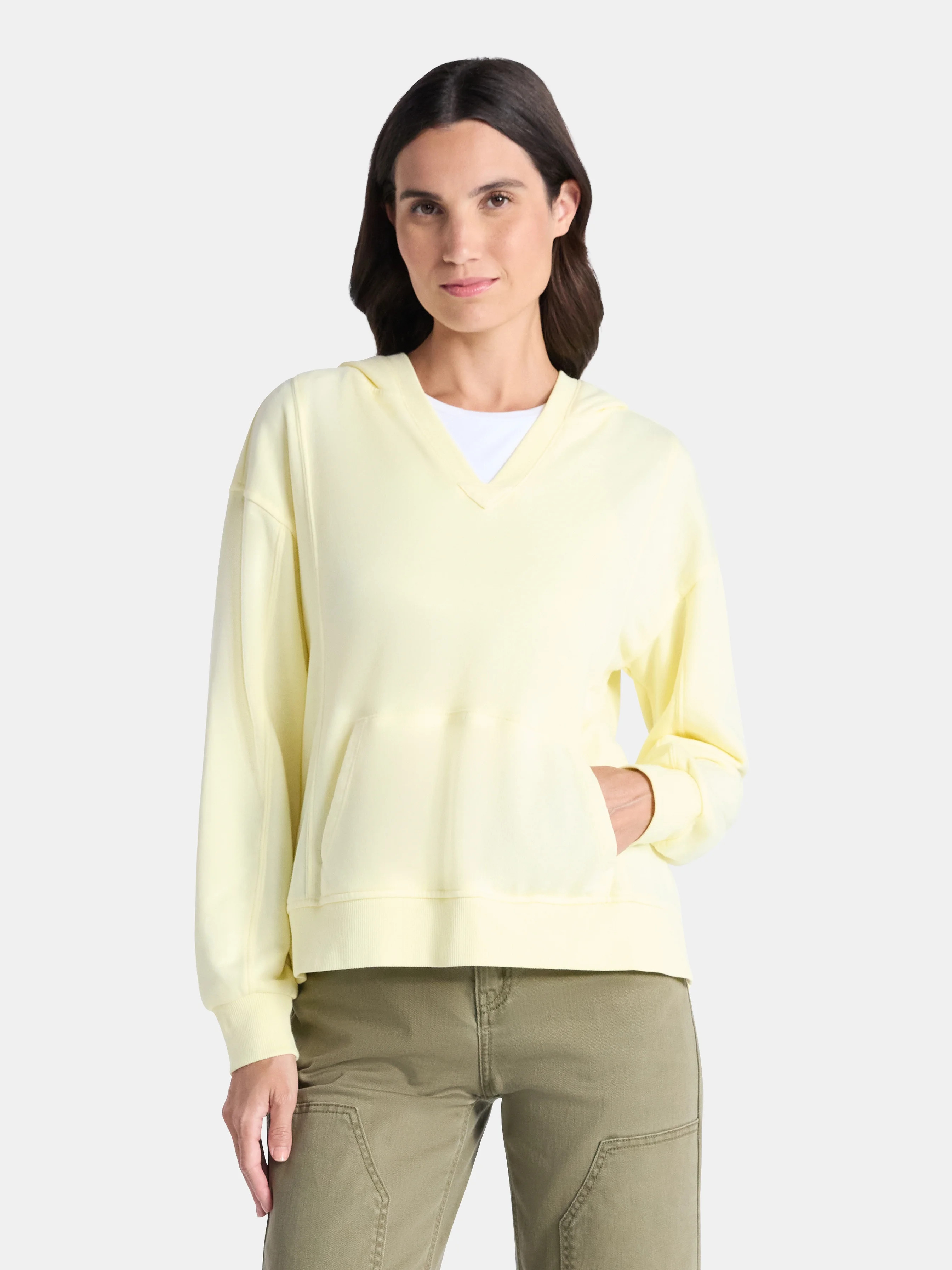 Time and Tru Women's Split Neck Hoodie, Sizes XS-3XL | Walmart (US)