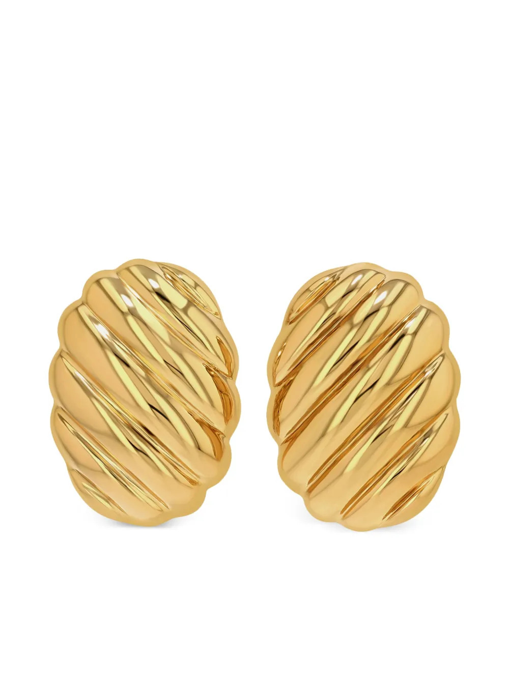 ANINE BING Ribbed Oval earrings - Gold | Farfetch Global