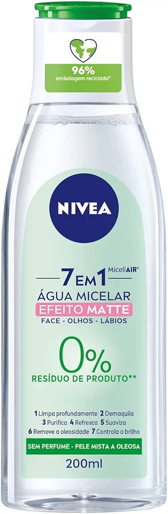 NIVEA Água Micelar Solução de Limpeza Facial 7 em 1 Efeito Matte 200ml - Fórmula poderosa com... | Amazon (BR)