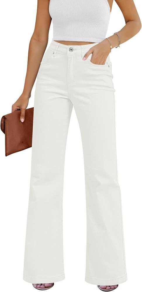 GRAPENT Womens Flare Jeans High Waisted Wide Leg Baggy Jean for Women Stretch Denim Pants | Amazon (US)