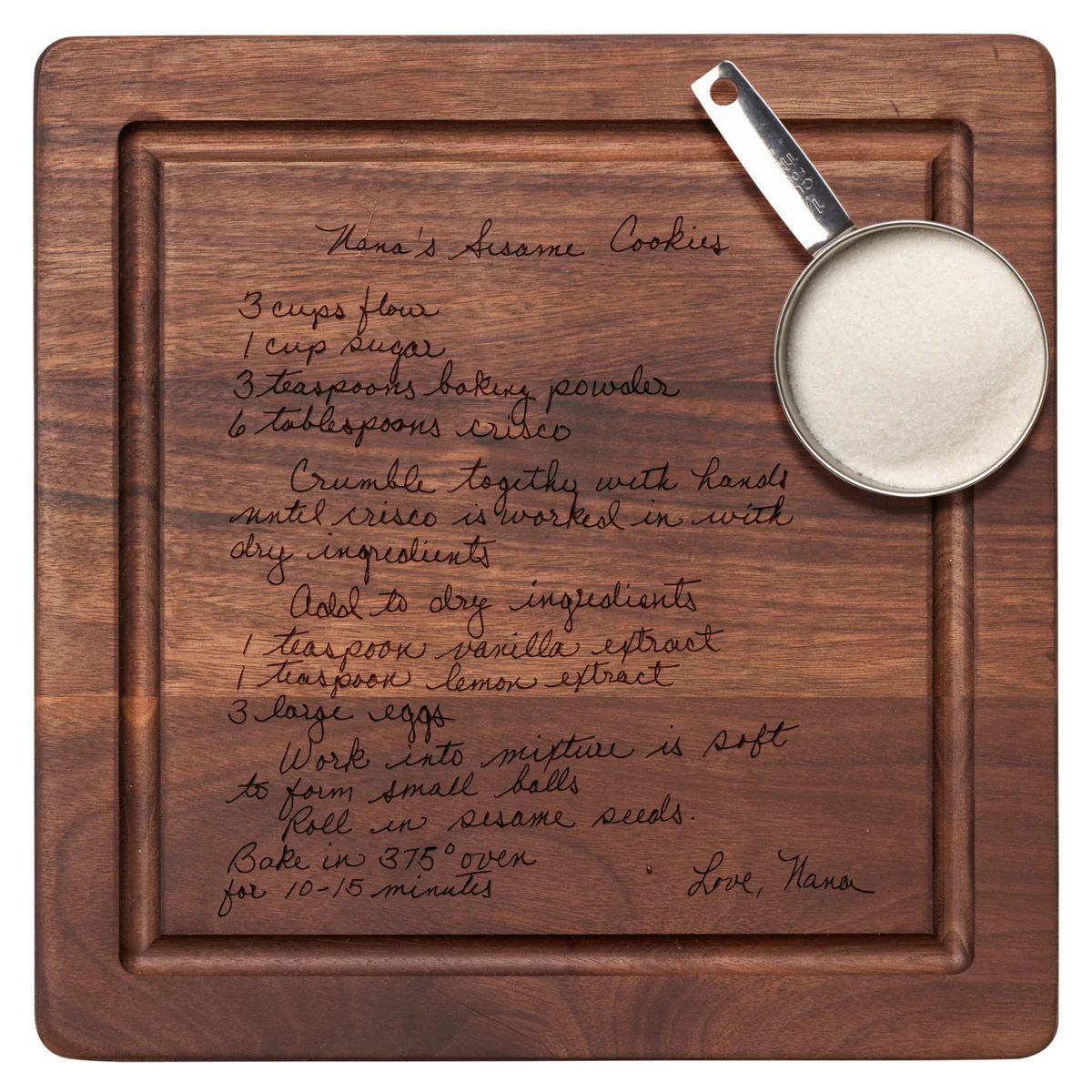 Engraved Recipe Black Walnut Board | Personalized Recipe |  12 x 12 | Sophistiplate