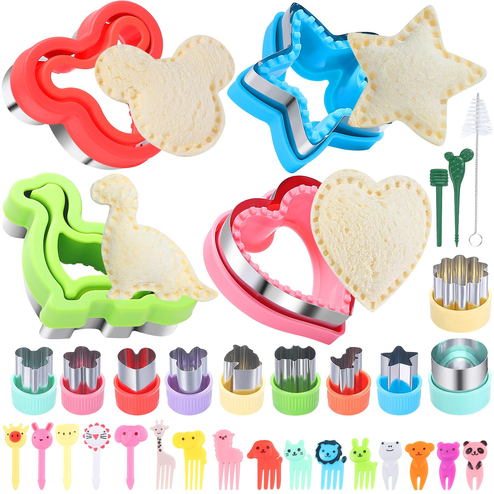 Sandwich Cutter and Sealer Set,14 Pcs Sandwich Maker Bread Cutters DIY Cookie Cutters Fruit Veget... | Amazon (US)
