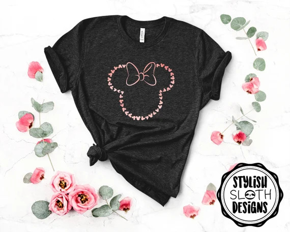 Rose gold Minnie bow Disney shirt, Mickey Mouse Shirt, Disney shirt for women, Disneyland T shirt... | Etsy (US)
