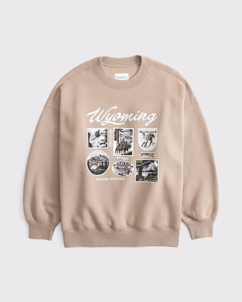 Abercrombie & Fitch Women's Winter Destination Oversized Sunday Crew in Light Brown - Size XXS | Abercrombie & Fitch (US)