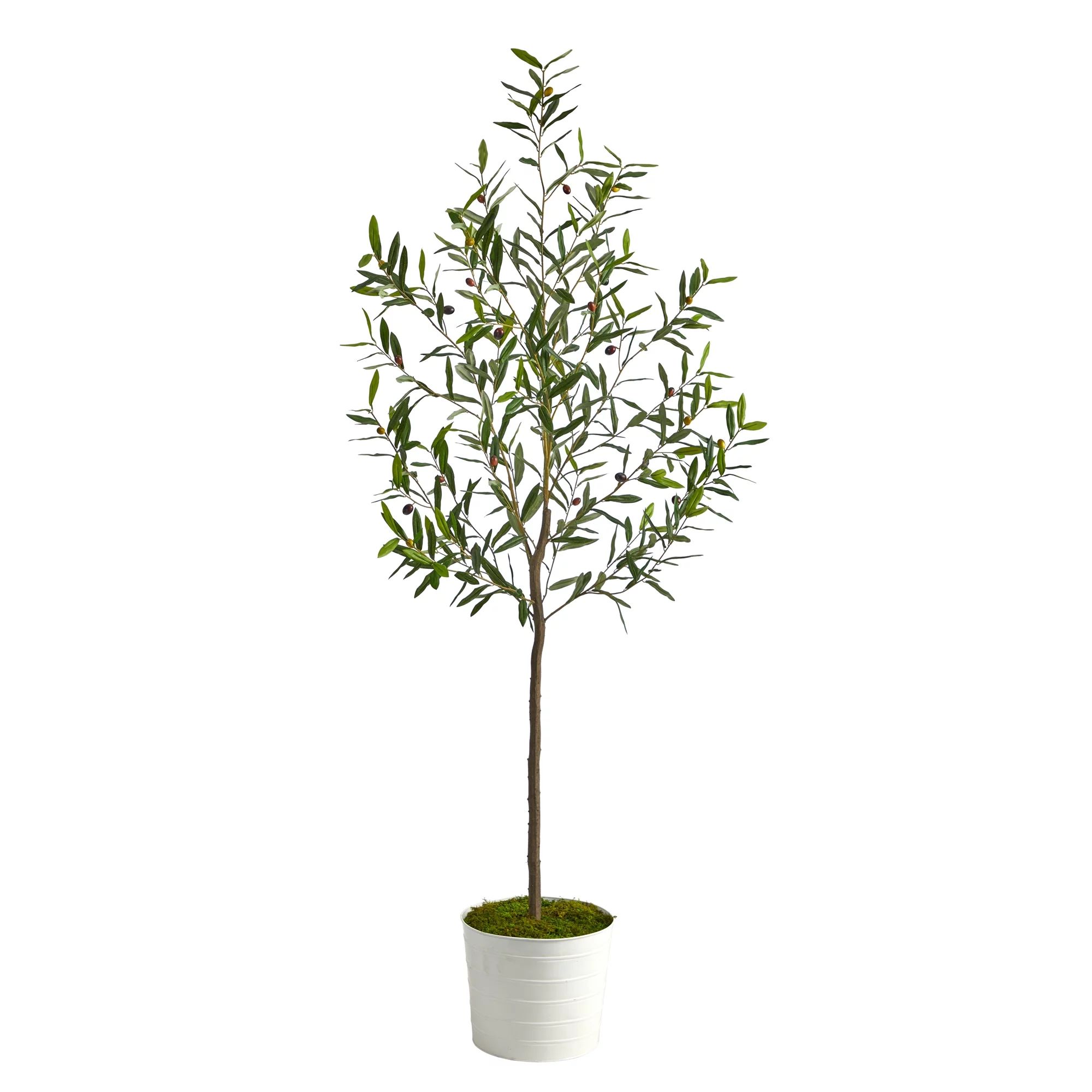 Nearly Natural 70in. Olive Artificial Tree in White Tin Planter | Walmart (US)