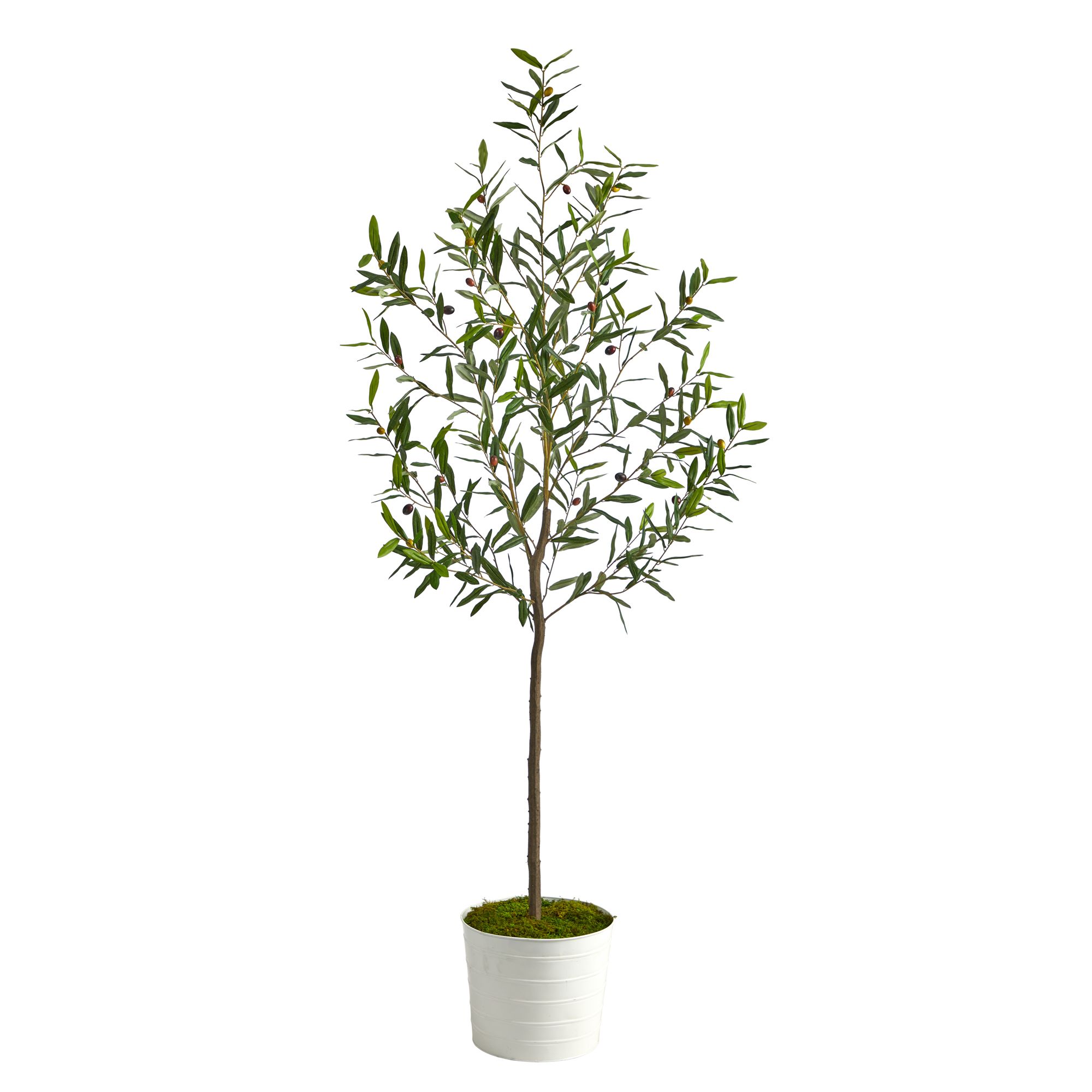 Nearly Natural 70in. Olive Artificial Tree in White Tin Planter - Walmart.com | Walmart (US)