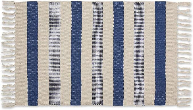 DII Woven Rugs Collection Hand-Loomed with Fringe, 2x3', French Blue Combo Stripe | Amazon (US)