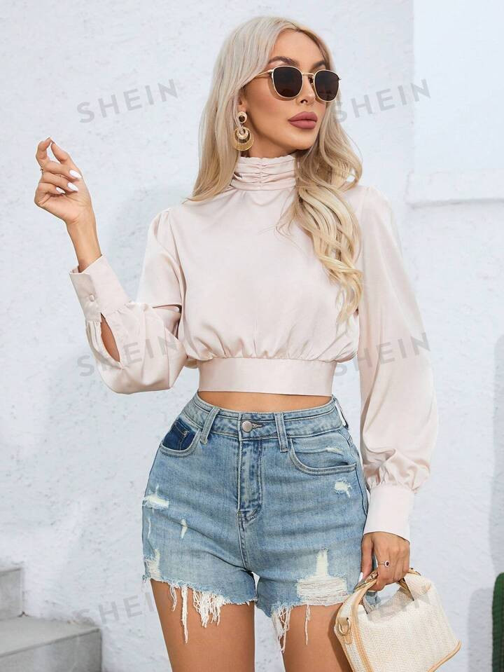 SHEIN Privé Ladies' Hollowed-Back Blouse | SHEIN