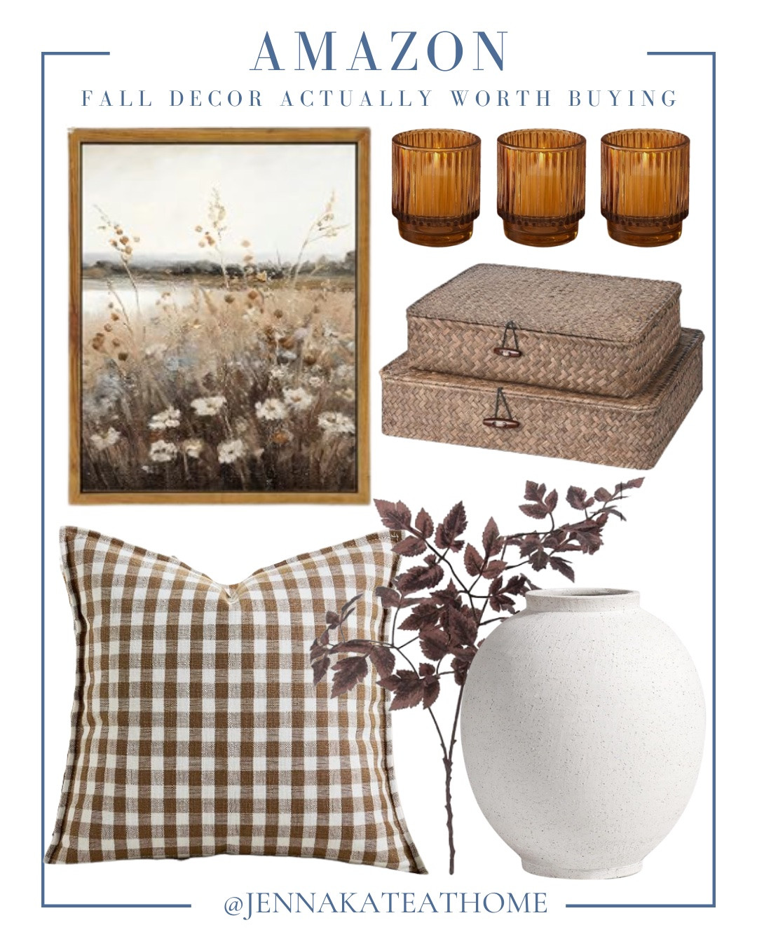 Fall decor from Amazon includes vase, fall stem, throw pillow, votive candle holders, decorative boxes, and wall art.

Home decor, fall decor, looks for less, fall home

#LTKvlog #LTKHome #LTKSeasonal